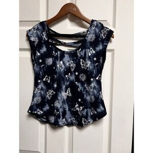 022-006 Shirt‎ Women's XSmall Blue Butterfly Shirt Top Tee XS Suns